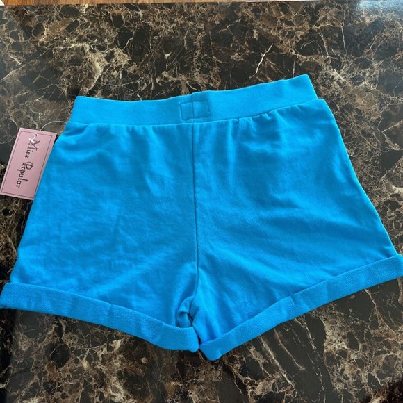 Miss Popular Girls Youth Blue Shorts Folded Hem Two Side Pockets Size 7/8 - Picture 2 of 7